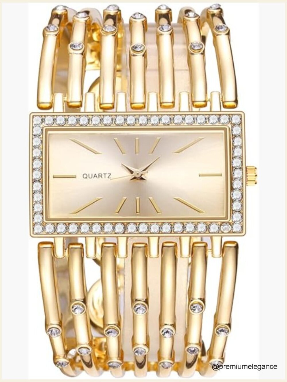 Luxury Rectangular Analog Quartz Wrist Watch for Women - Fashion Cuff Bracelet